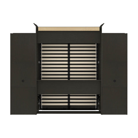 Queen Murphy Bed and Two Shelving Units with 2 Drawers (115W)