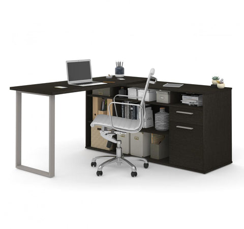 2-Piece Set including an L-Shaped Desk and a credenza