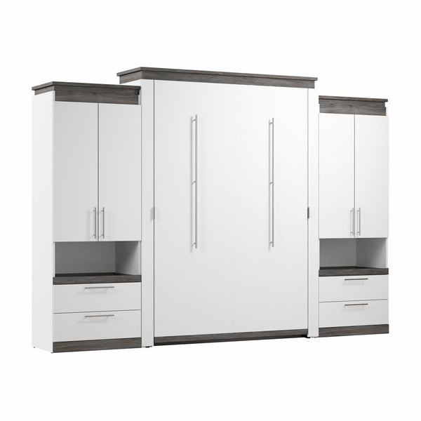 Queen Murphy Bed with Storage Cabinets and Pull-Out Shelves (126W)