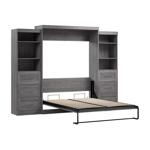 Queen Murphy Bed and 2 Shelving Units with Drawers (115W)