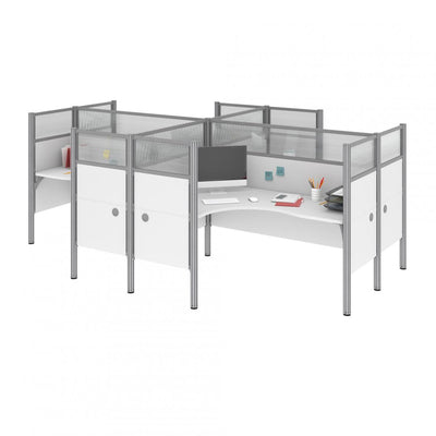 4-Person Closed Office Cubicles with High Privacy Panels