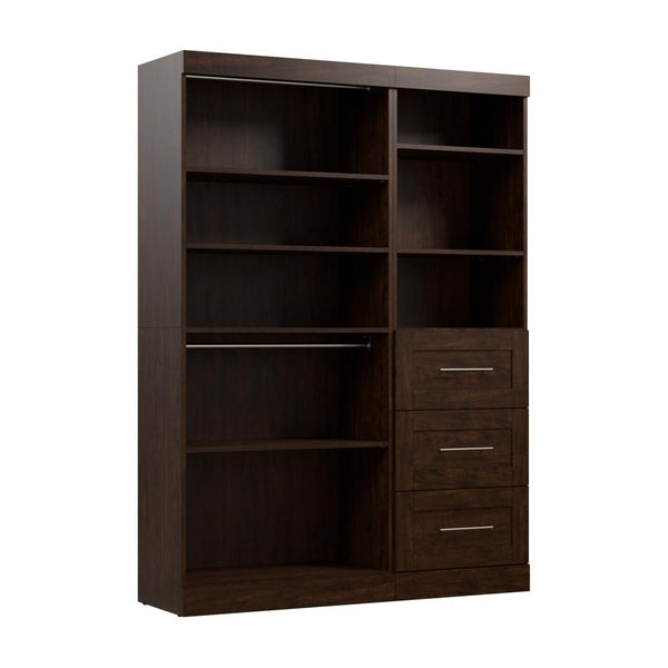 Contemporary Closet System with Shelves, Drawers & Clothing Rods, 61W x 19D