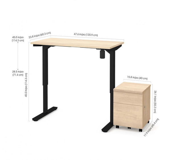 2-Piece set including 24“ x 48“ standing desk and a mobile pedestal
