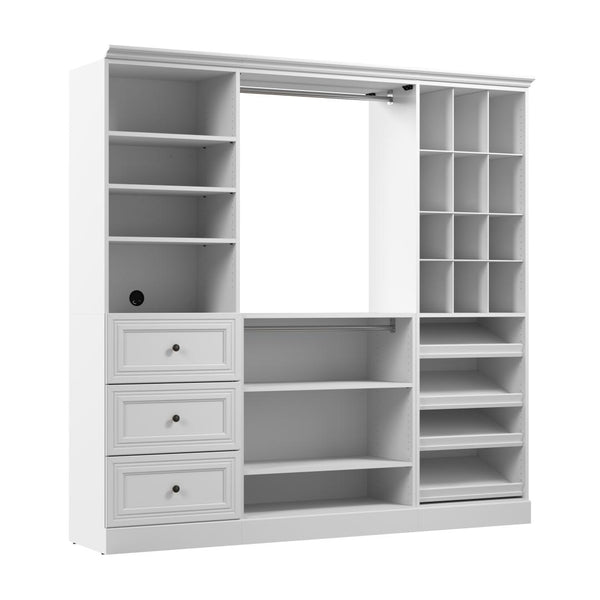 Traditional Closet System with Shelves, Drawers, Shoe Racks, Clothing Rods & Cubies, 86W x 20D