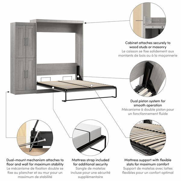 Queen Murphy Bed with Closet Organizer (90W)