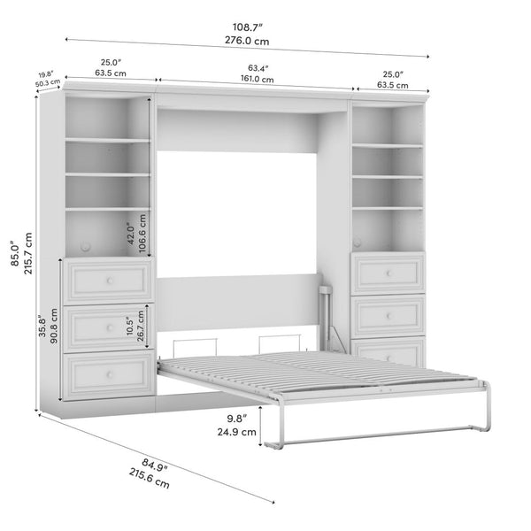 Full Murphy Bed and 2 Closet Organizers with Drawers (109W)