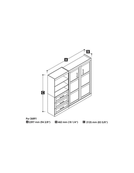 Full Murphy Bed and Shelving Unit with Drawers (95W)