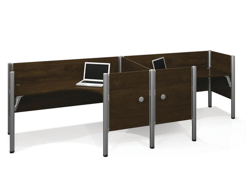 Two Closed Side-by-Side L-Shaped Office Cubicles with Low Privacy Panels