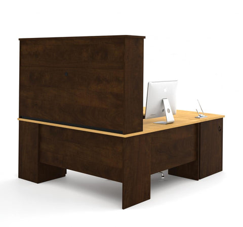 U or L-Shaped Desk, a Lateral File Cabinet, and a Bookcase