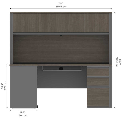 Modern L-Shaped Office Desk with Two Pedestals and Hutch