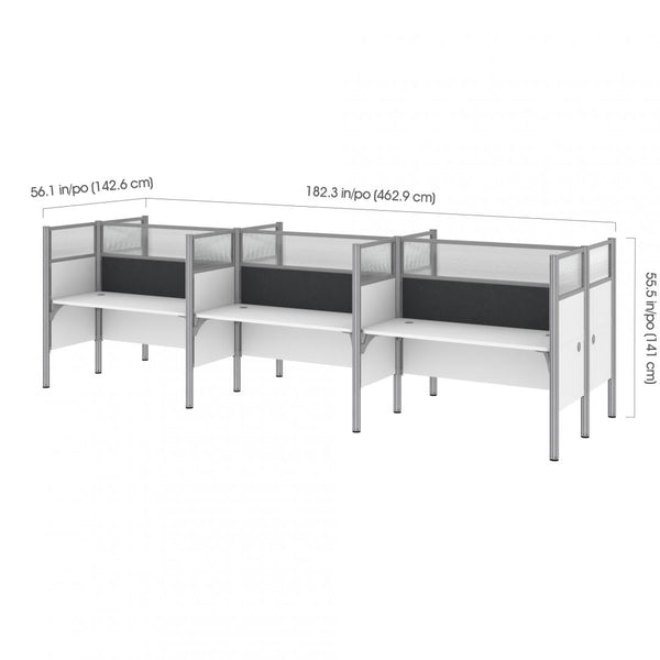 6-Person Office Cubicles with Gray Tack Boards and High Privacy Panels