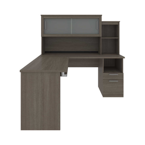 65W L-Shaped Desk with Hutch