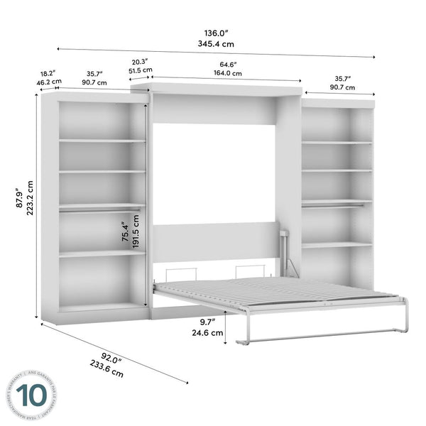 Queen Murphy Bed with 2 Shelving Units (137W)