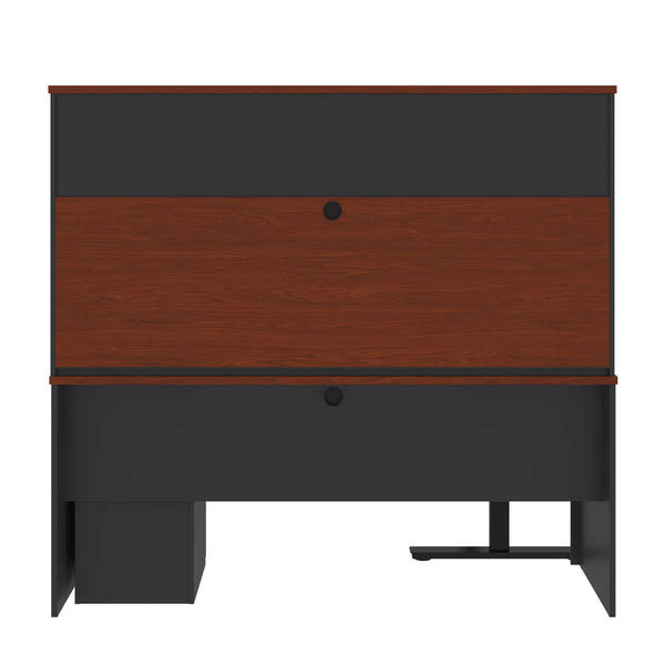 72W L-Shaped Standing Desk with Pedestal and Hutch