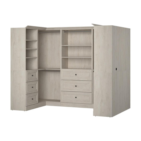 Traditional U-Shaped Closet System with Shelves, Drawers, Clothing Rods, Doors & Cubbies, 108W x 61D