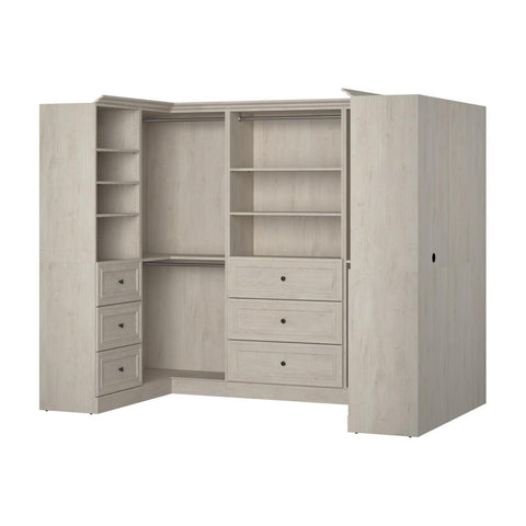 Traditional U-Shaped Closet System with Shelves, Drawers, Clothing Rods, Doors & Cubbies, 108W x 61D