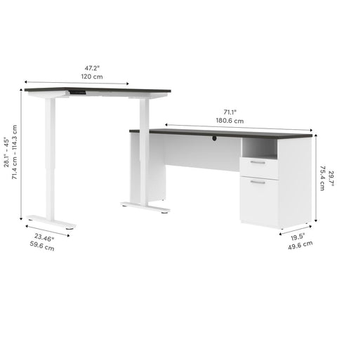 72W L-Shaped Electric Standing Desk