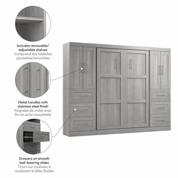 Full Murphy Bed with Closet Storage Cabinets (109W)