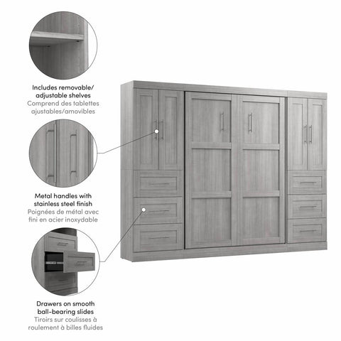 Full Murphy Bed with Closet Storage Cabinets (109W)