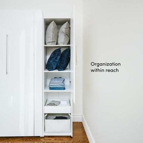 Queen Murphy Bed and Storage Cabinet with Pull-Out Shelf (87W)