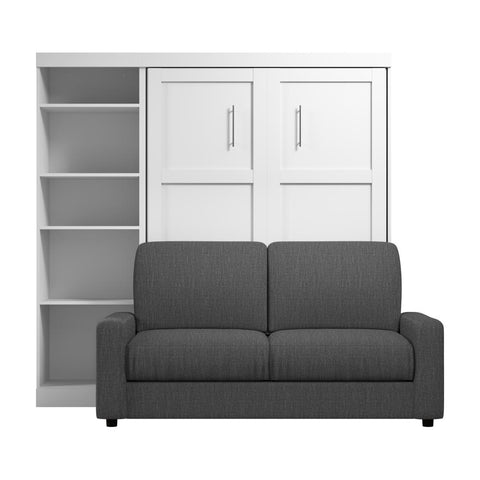 Full Murphy Bed with Sofa and Shelving Unit (90W)
