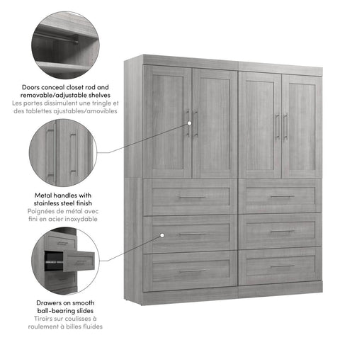 Contemporary Closet System with Drawers, 72W x 19D