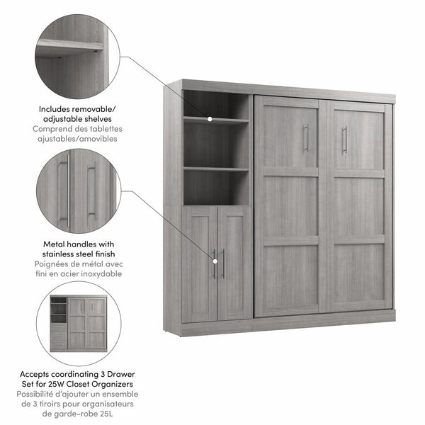 Full Murphy Bed and Closet Organizer with Doors (84W)
