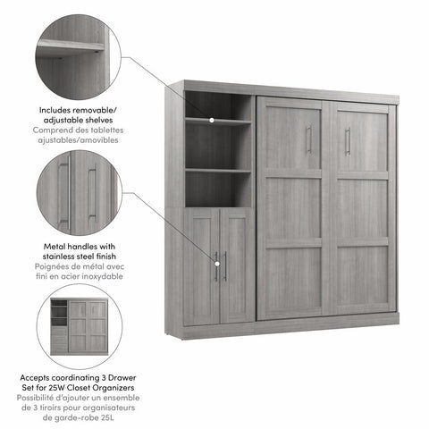 Full Murphy Bed and Closet Organizer with Doors (84W)