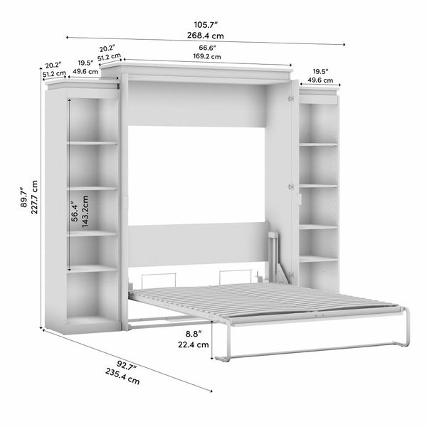 Queen Murphy Bed with Shelves (106W)