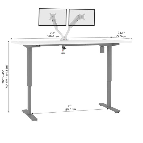 72W x 30D Standing Desk with Dual Monitor Arm
