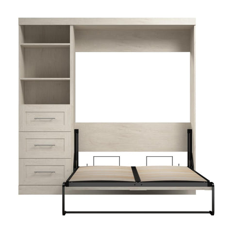 Full Murphy Bed and Shelving Unit with Drawers (84W)