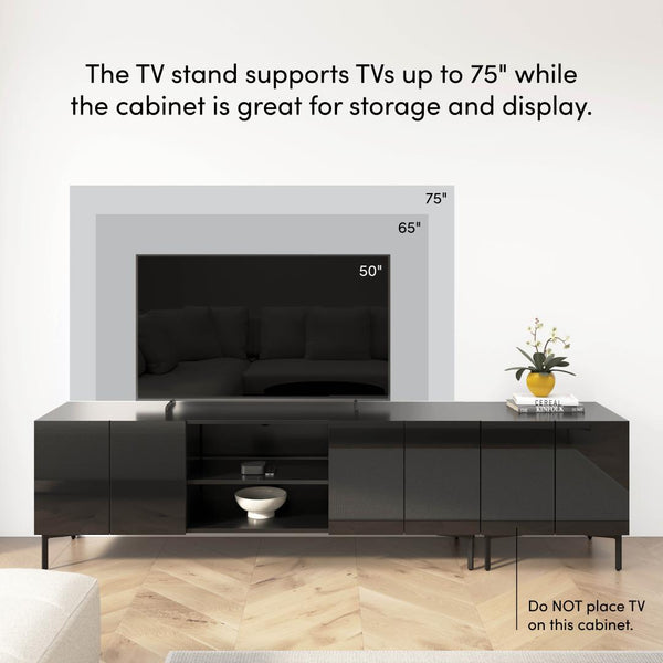 94W Modular Entertainment Center with TV Stand and Storage Cabinet
