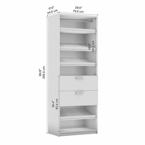 30W Closet Organizer with Drawers