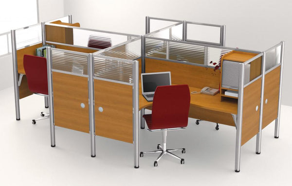 4-Person Closed Office Cubicles with High Privacy Panels