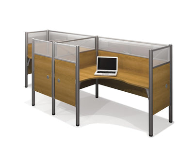 Two Closed Side-by-Side L-Shaped Office Cubicles with High Privacy Panels