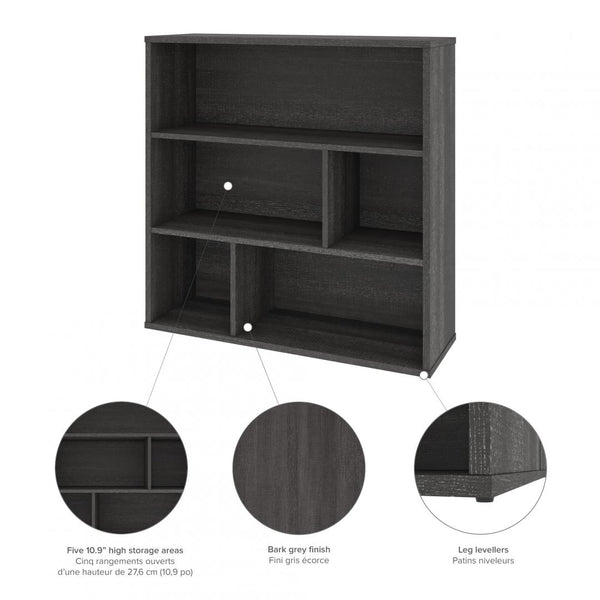 48W Table Desk with U-Shaped Metal Leg and Asymmetrical Shelving Unit