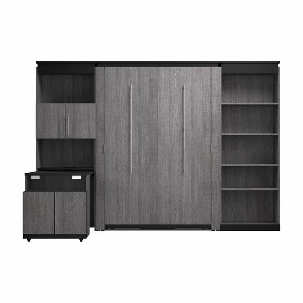 Full Murphy Bed with Shelves and Storage Cabinet with Fold-Out Desk (120W)