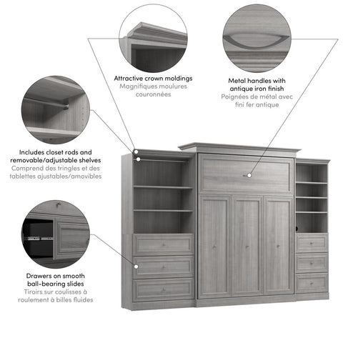 Queen Murphy Bed and Closet Organizers with Drawers (126W)