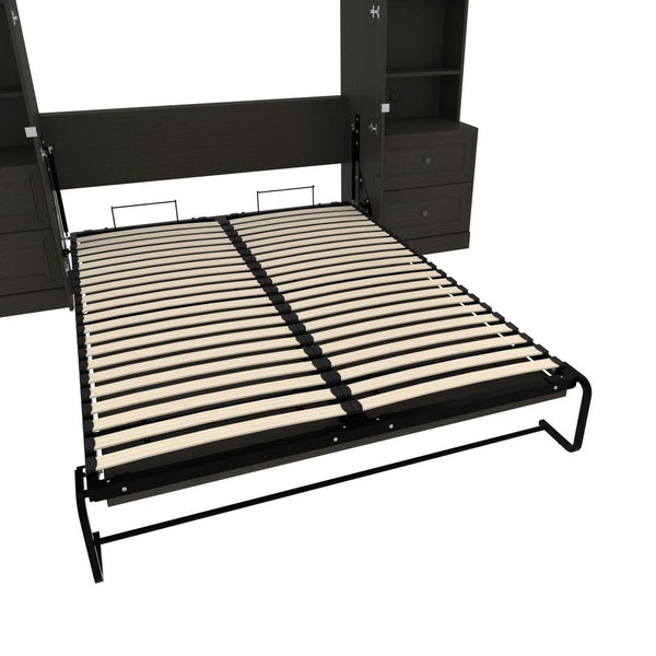 Queen Murphy Bed and Two Shelving Units with 2 Drawers (115W)