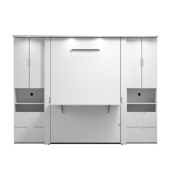 107W Full Murphy Bed with Desk and 2 Storage Cabinets