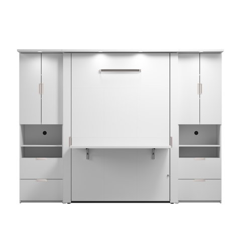 107W Full Murphy Bed with Desk and 2 Storage Cabinets