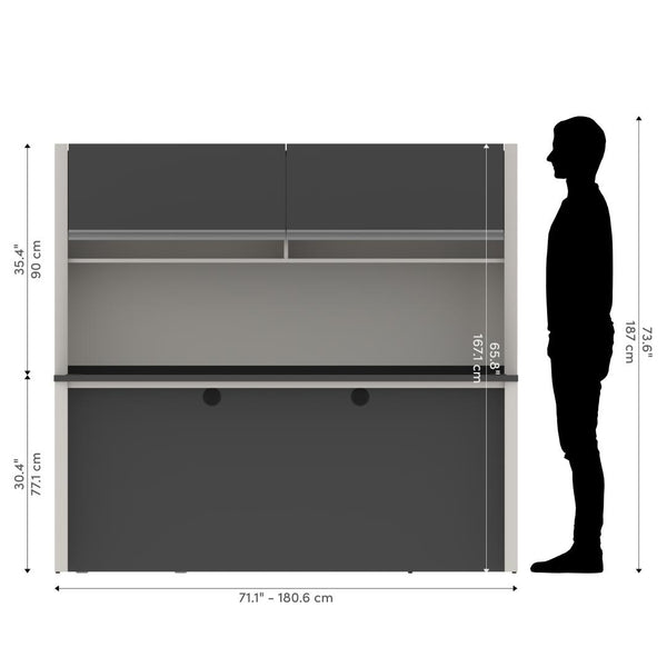 72W U-Shaped Executive Desk with Pedestal and Hutch