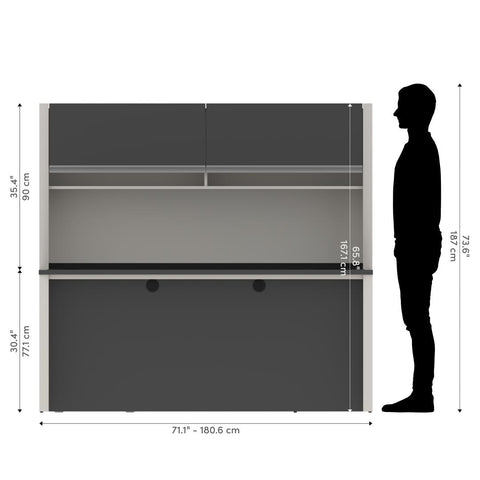 72W U-Shaped Executive Desk with Pedestal and Hutch