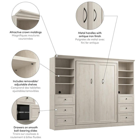 Full Murphy Bed and 2 Closet Organizers with Drawers (109W)