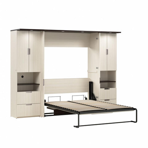 107W Full Murphy Bed with Desk and 2 Storage Cabinets