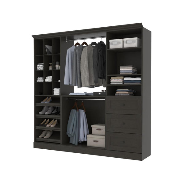 Traditional Closet System with Shelves, Drawers, Shoe Racks, Clothing Rods & Cubies, 86W x 20D