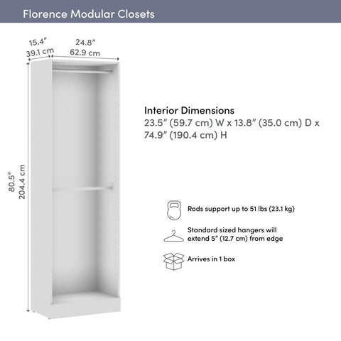 Modular Double Hanging Closet System, 25W x 16D