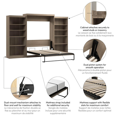 Queen Murphy Bed with 2 Shelving Units (137W)