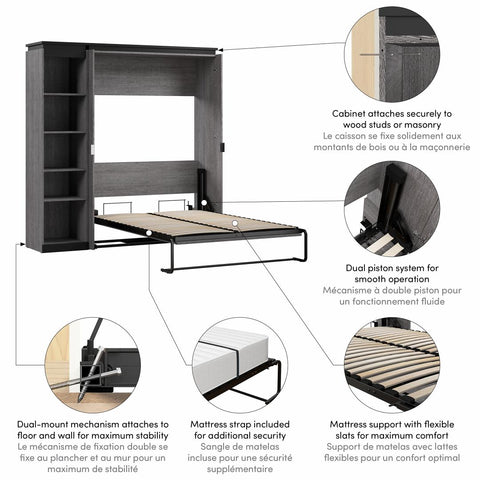 Full Murphy Bed with Shelves (81W)