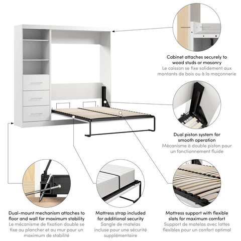 Full Murphy Bed and Closet Organizer with Drawers (84W)